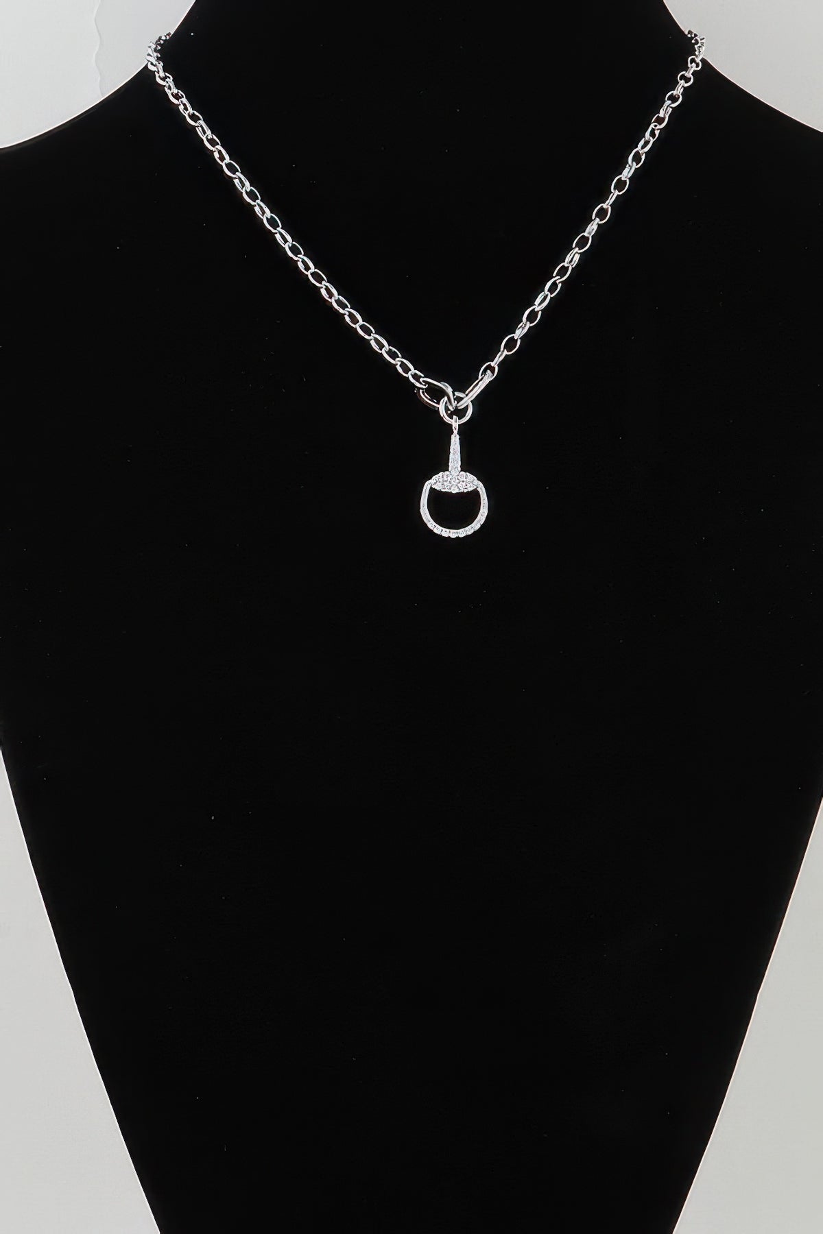 Bejeweled Equestrian Drop Chain Necklace