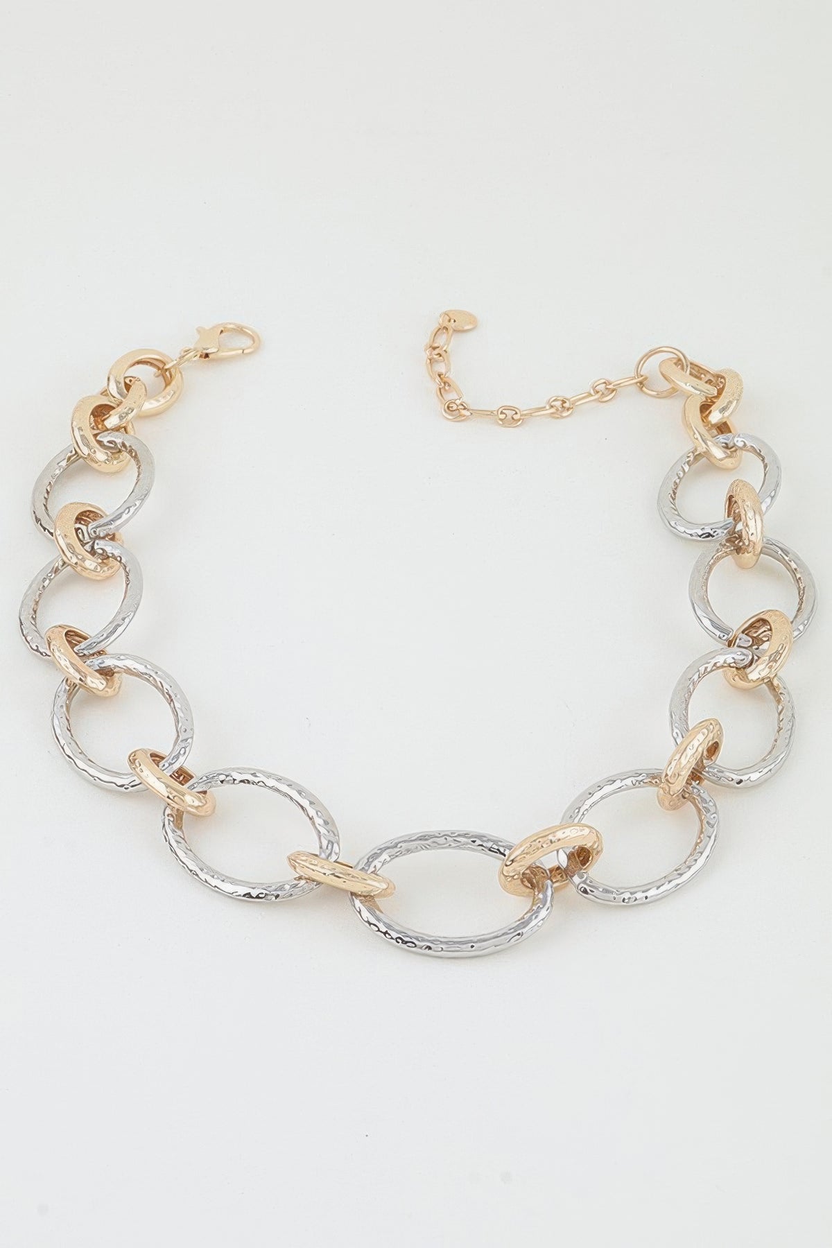Indented Hoop Chain Statement Necklace
