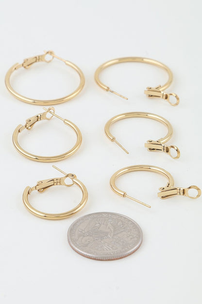 Triple Welcome Hoop Earrings Set