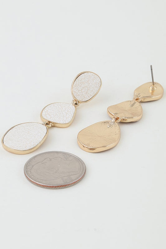 Triple Hammered Texture Drop Earrings