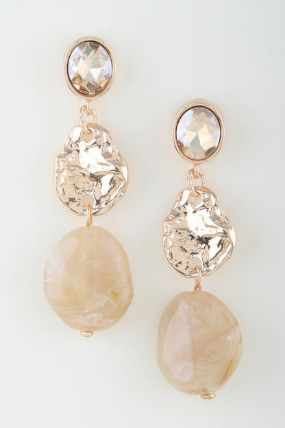 Hammered Crystal Stone Drop Earrings