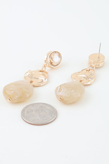 Hammered Crystal Stone Drop Earrings