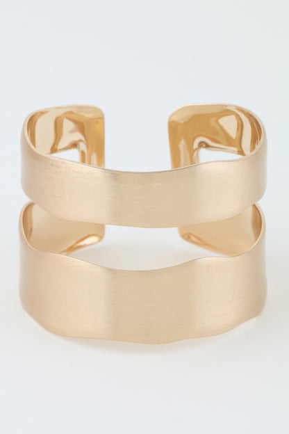 Hammered Double Wave Cuff Bracelet