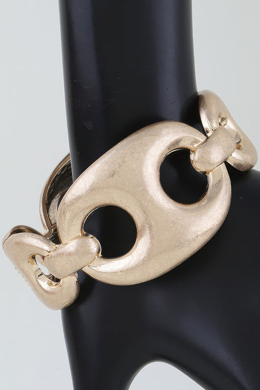 Hammered Mariner Chain Cuff Bracelet