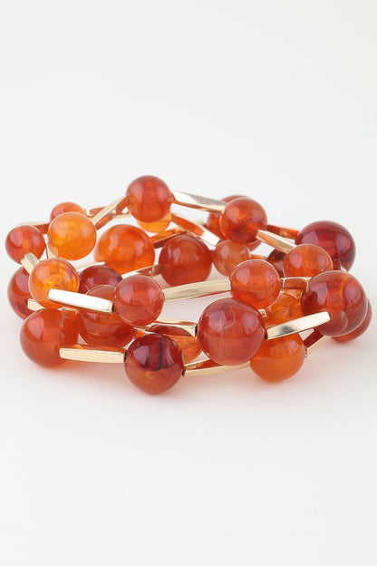 Multi Marble Stone Beaded Tube Bracelet