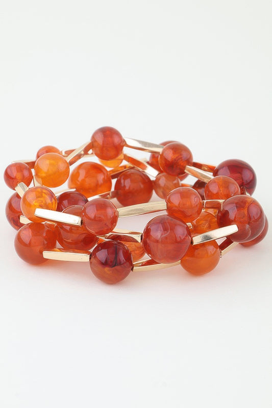Multi Marble Stone Beaded Tube Bracelet