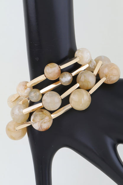 Multi Marble Stone Beaded Tube Bracelet