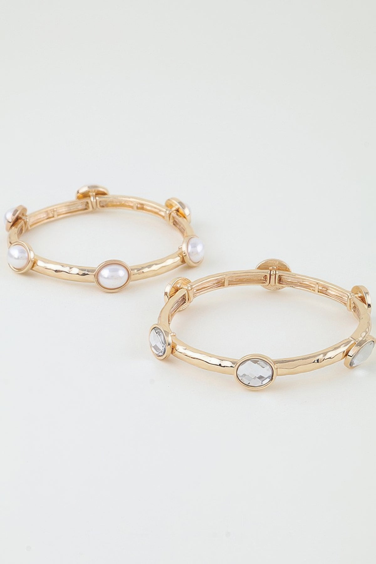 Pearl Stone Charm Cuff Bracelet
