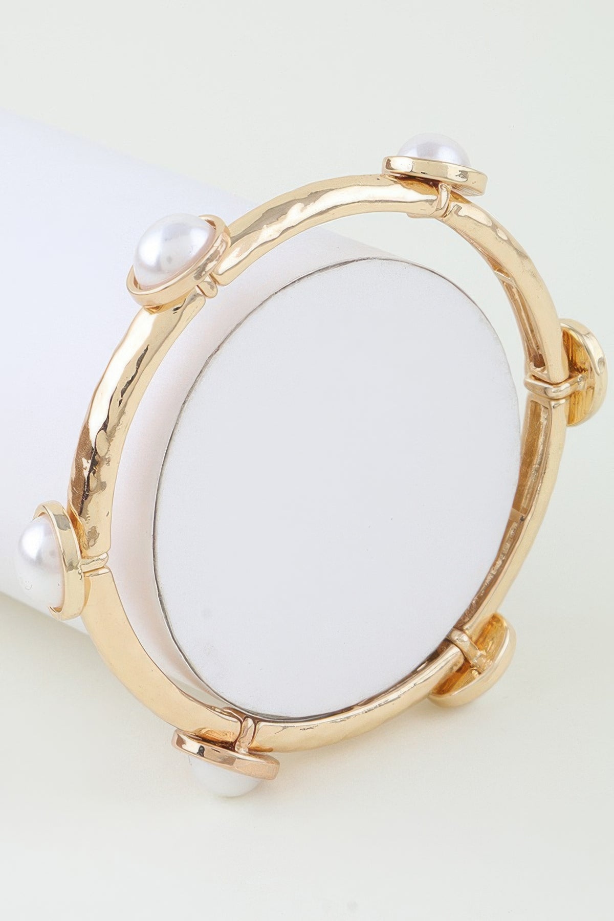 Pearl Stone Charm Cuff Bracelet