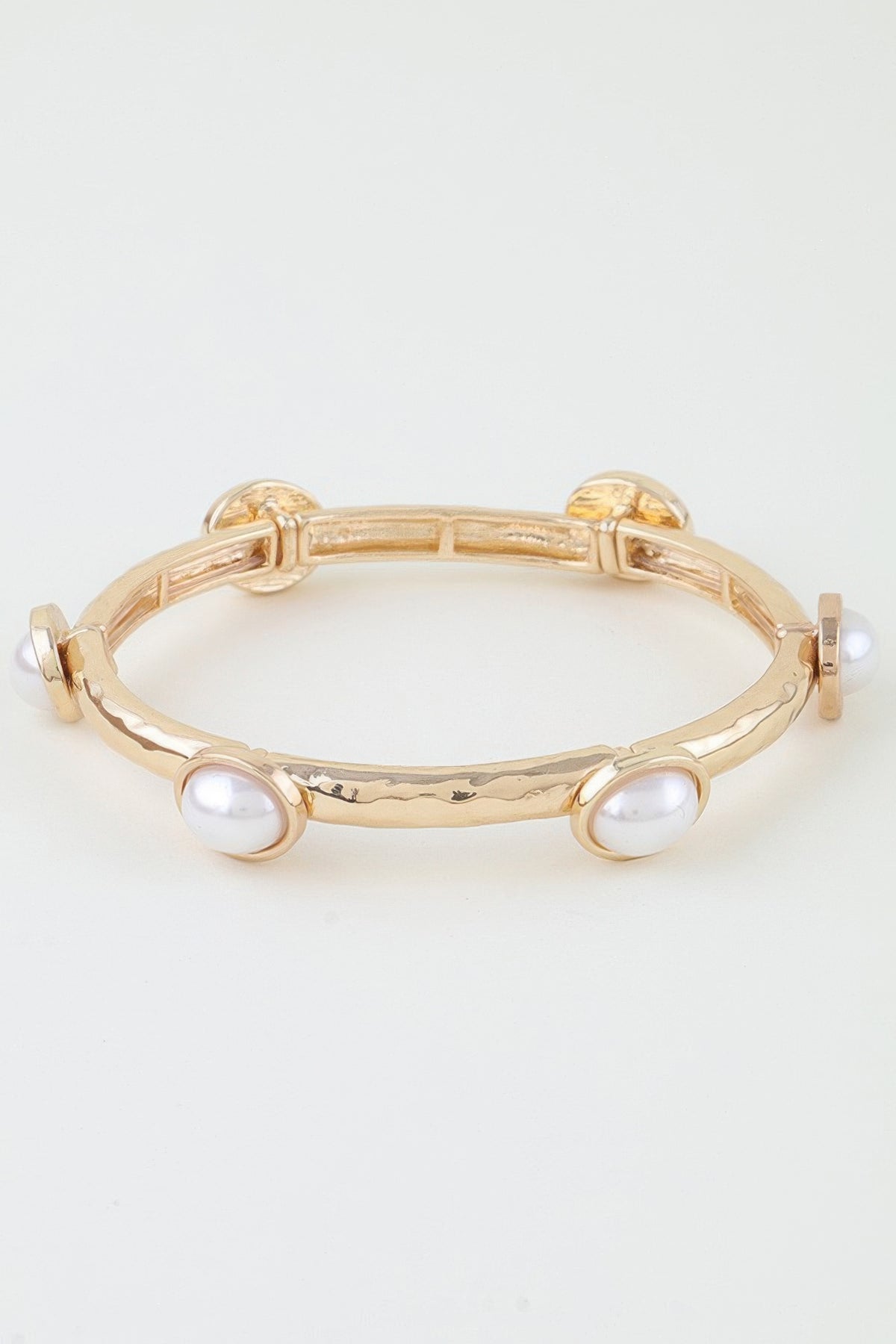 Pearl Stone Charm Cuff Bracelet