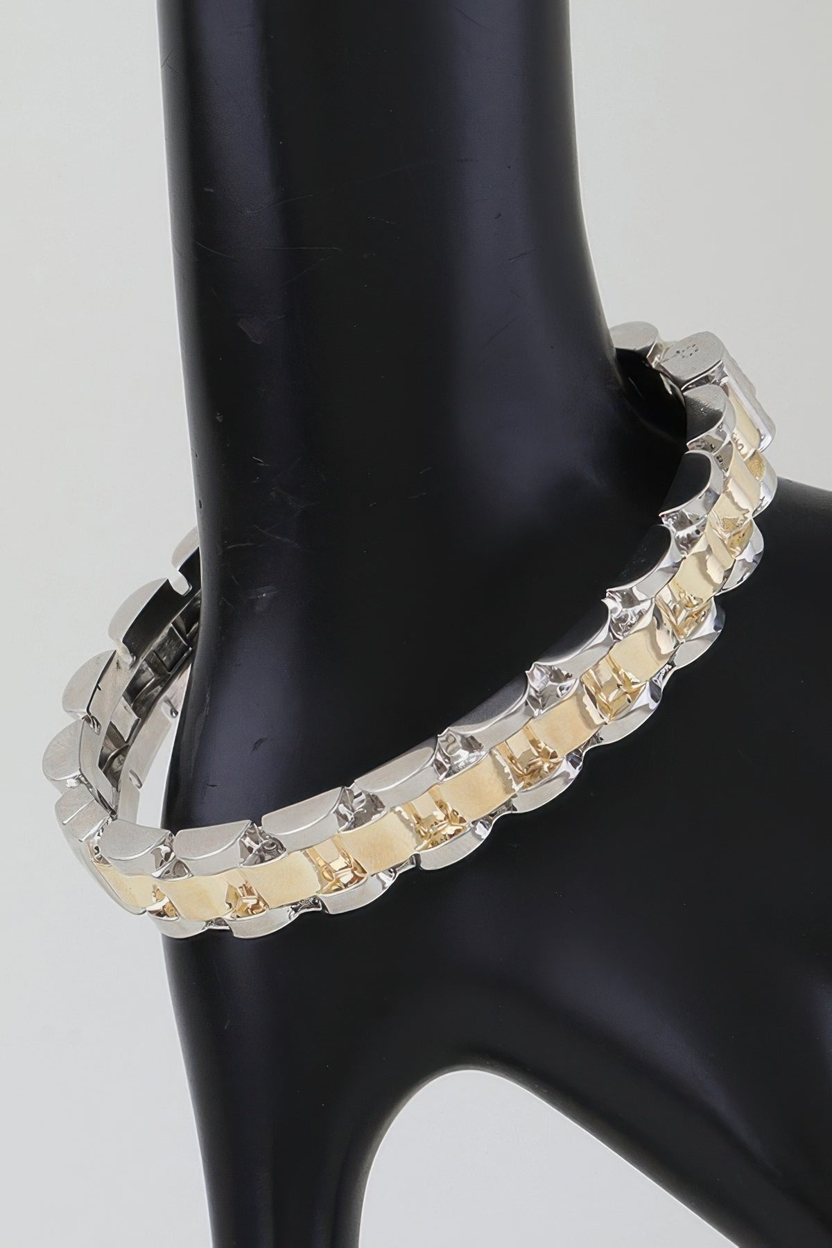 Two Toned Box Chain Cuff Bracelet