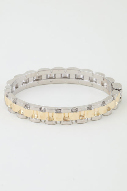 Two Toned Box Chain Cuff Bracelet