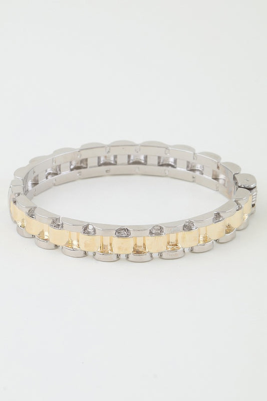 Two Toned Box Chain Cuff Bracelet