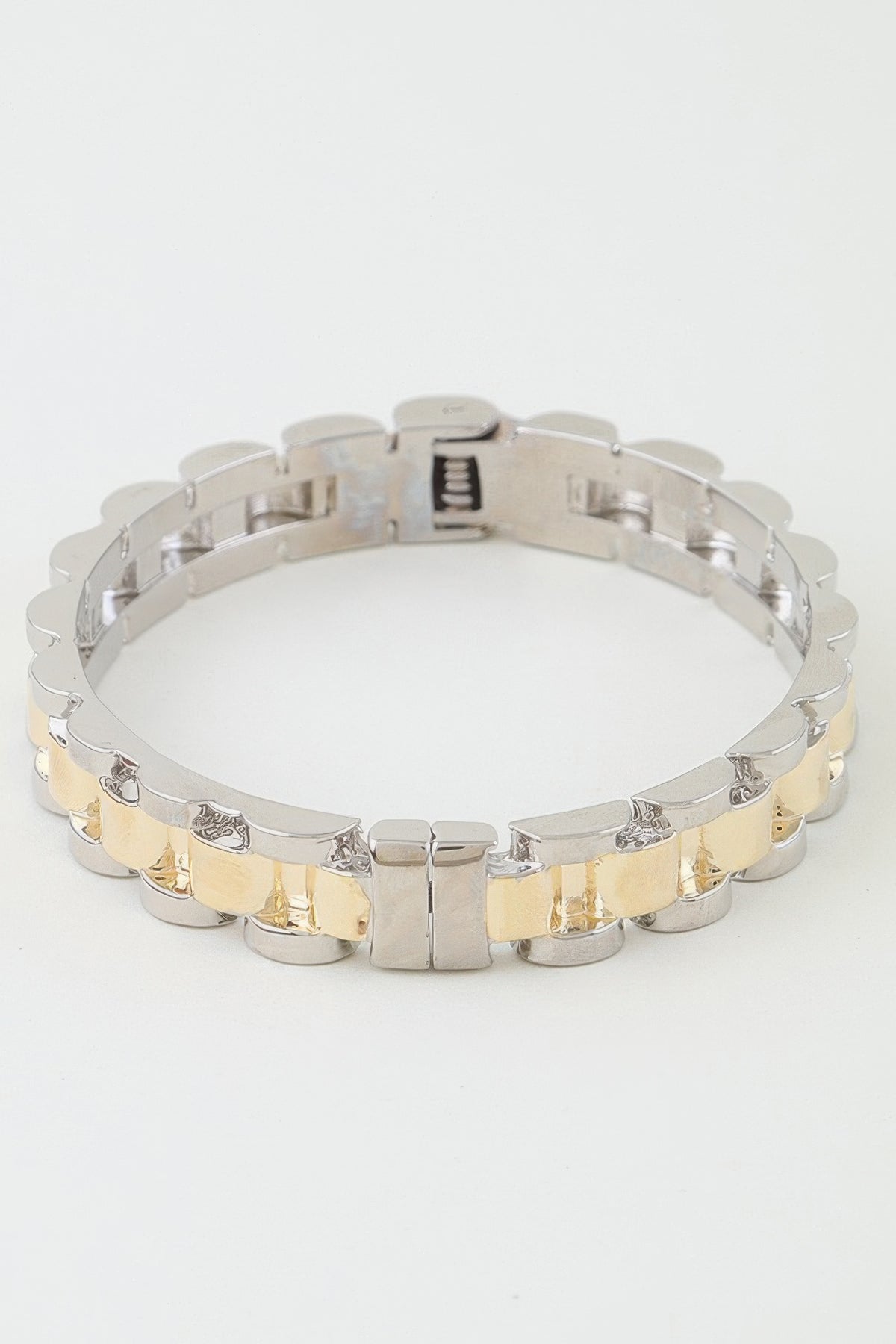 Two Toned Box Chain Cuff Bracelet