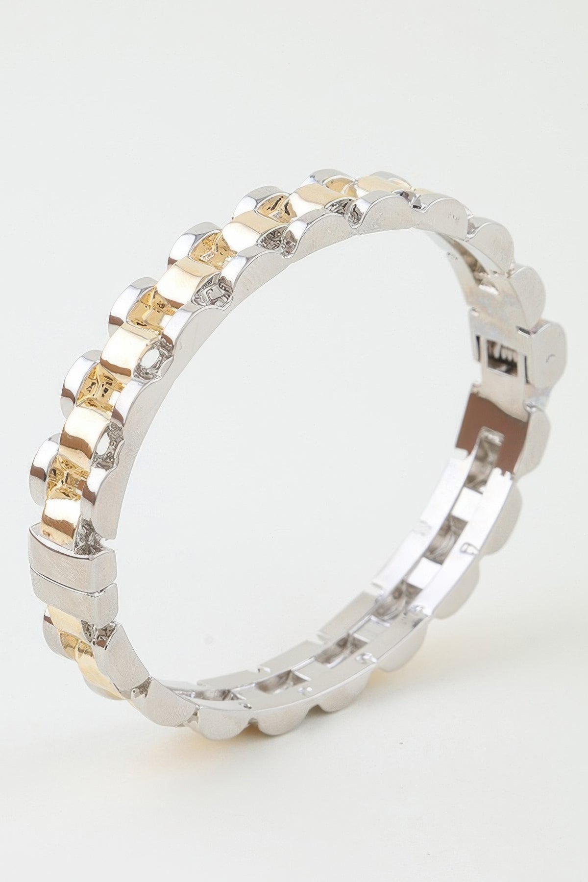 Two Toned Box Chain Cuff Bracelet