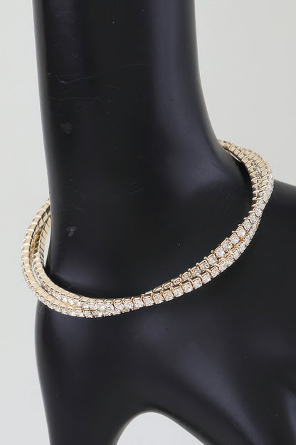 Interlocked Cubic Rhinestone Cuff Bracelet