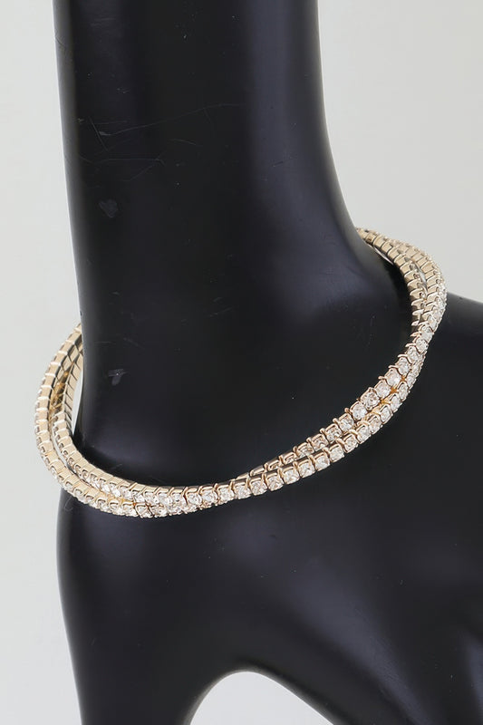 Interlocked Cubic Rhinestone Cuff Bracelet