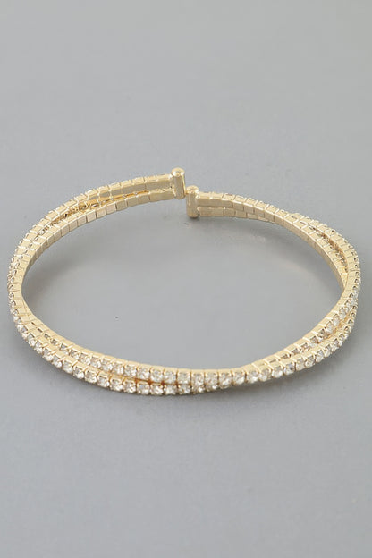 Interlocked Cubic Rhinestone Cuff Bracelet