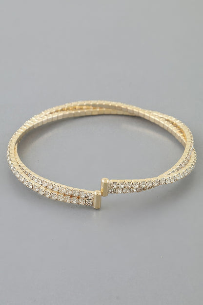 Interlocked Cubic Rhinestone Cuff Bracelet