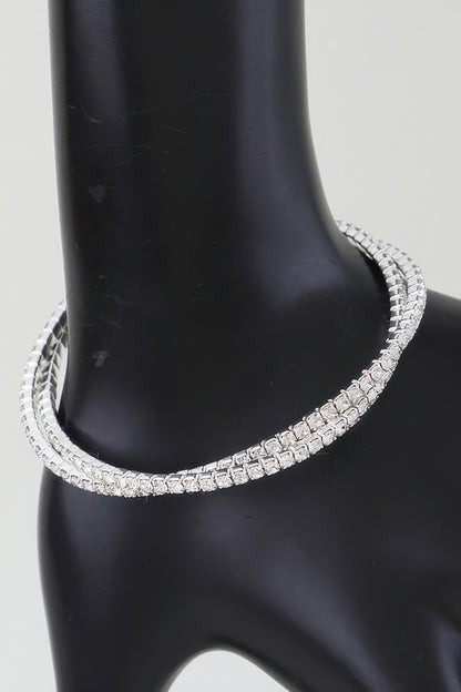 Interlocked Cubic Rhinestone Cuff Bracelet