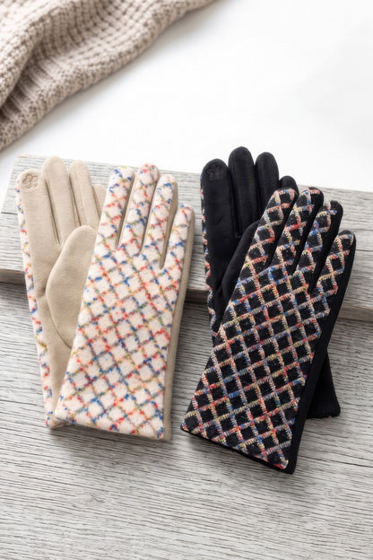 Multi Color Weave Textured Touchscreen Gloves