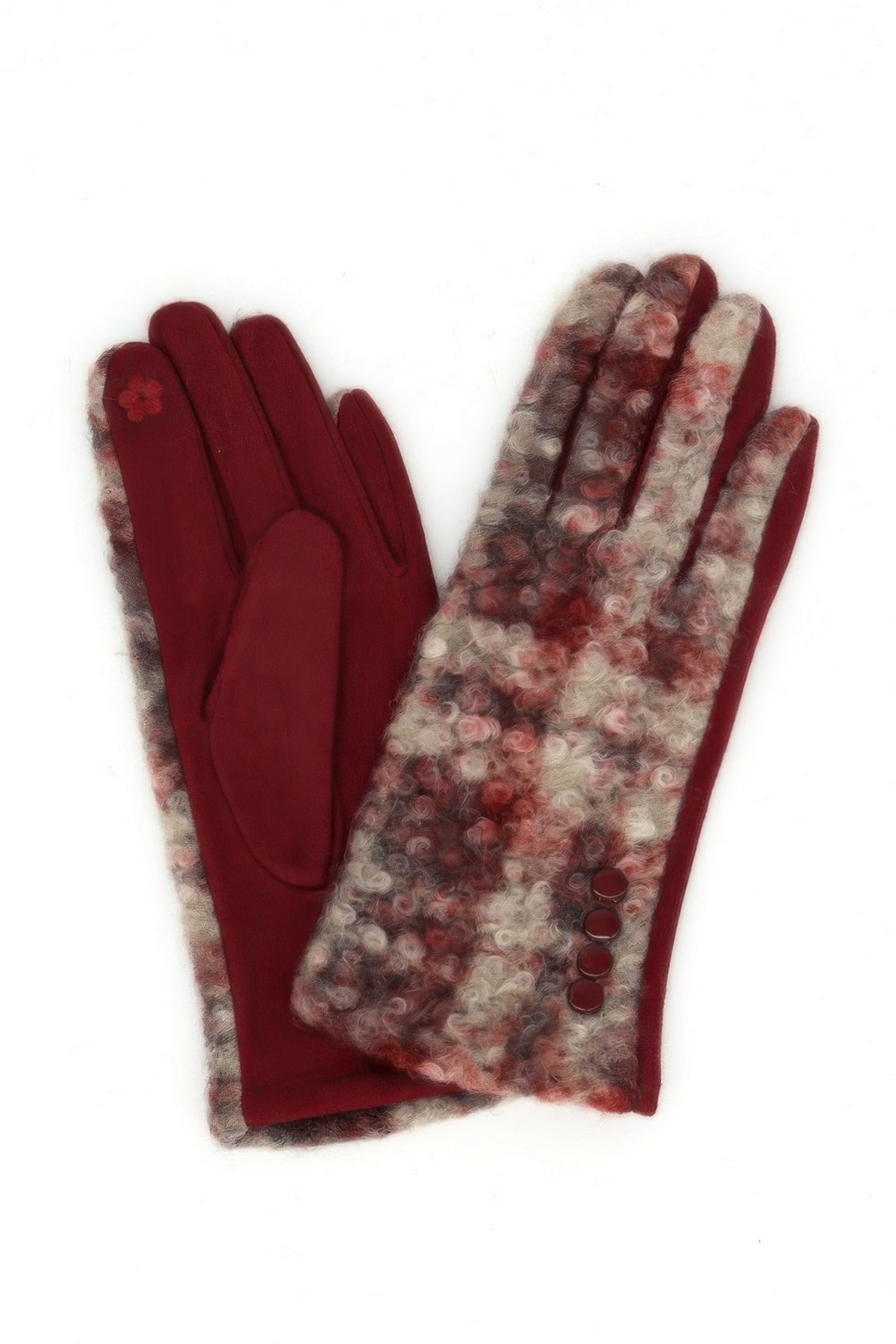 Boucle Check Touchscreen Gloves With Side Buttons
