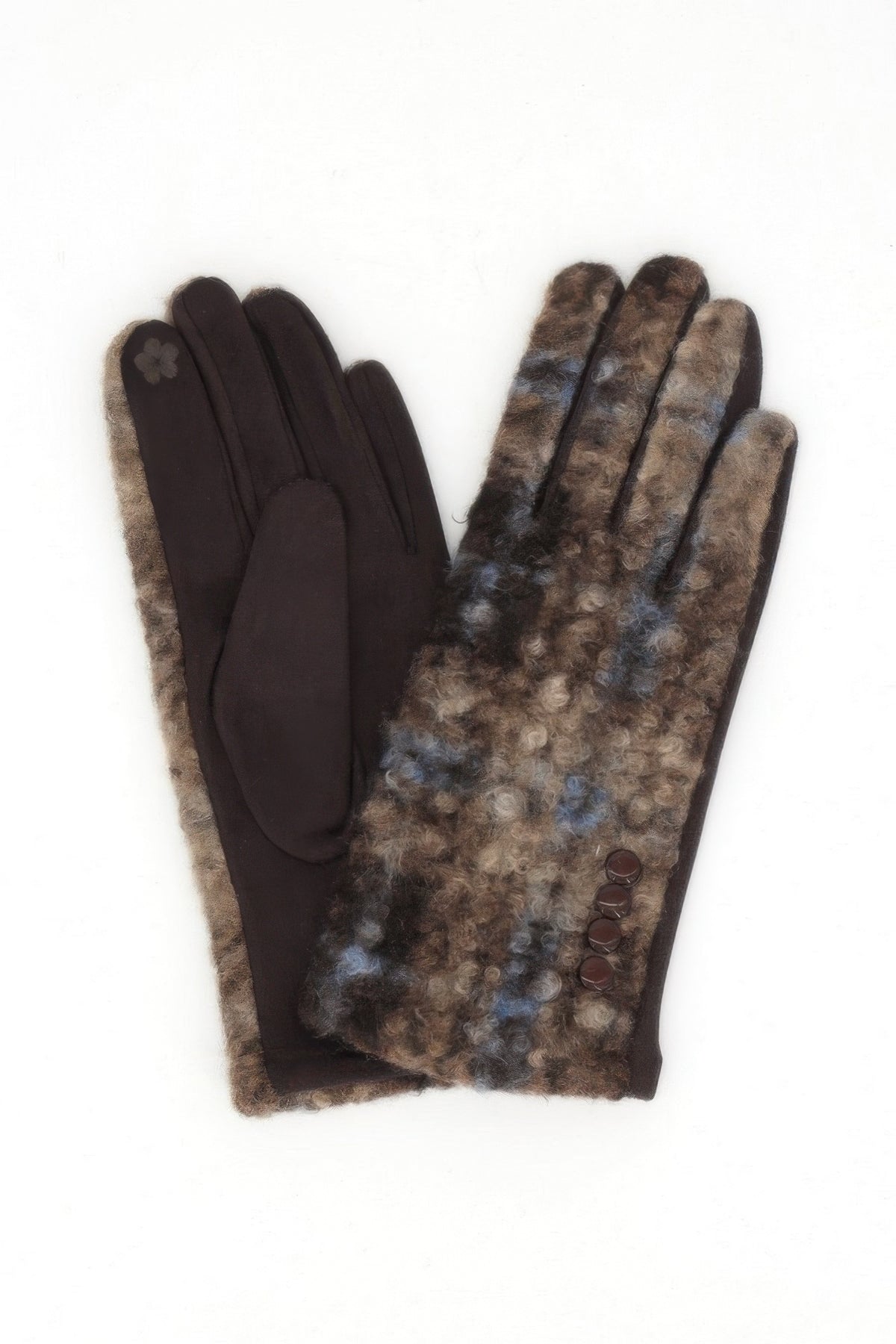 Boucle Check Touchscreen Gloves With Side Buttons