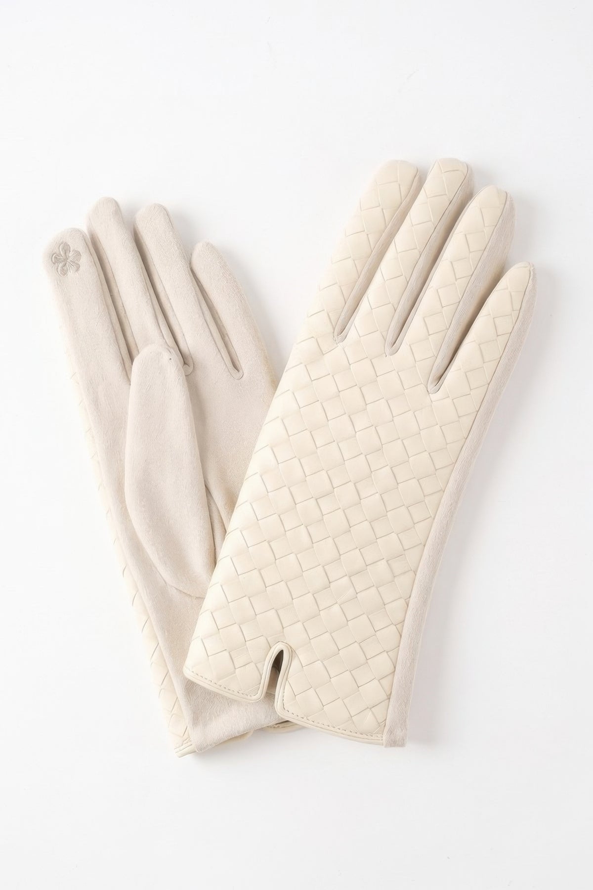 Quilted Faux Leather & Faux Suede Touchscreen Gloves