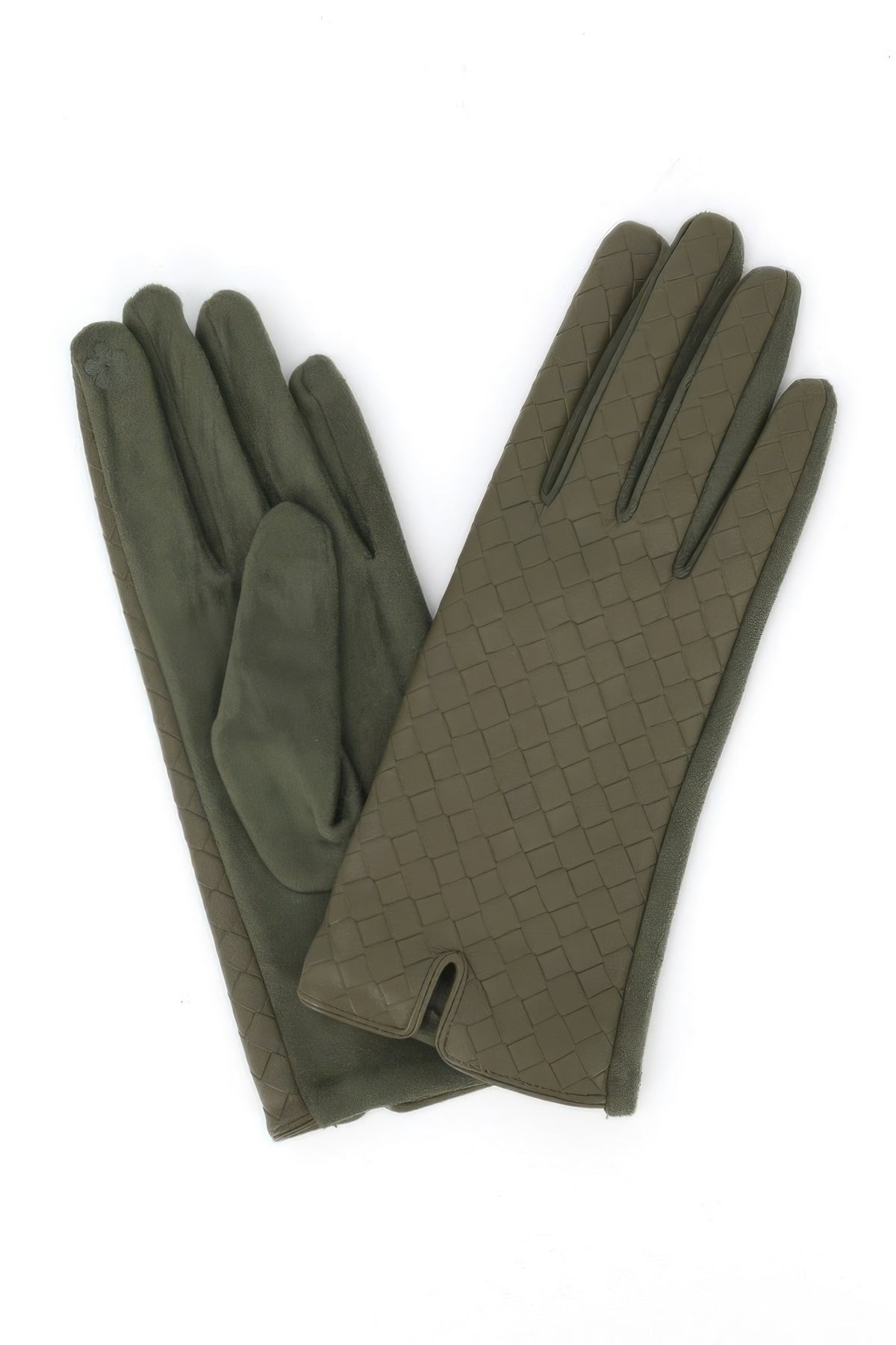 Quilted Faux Leather & Faux Suede Touchscreen Gloves