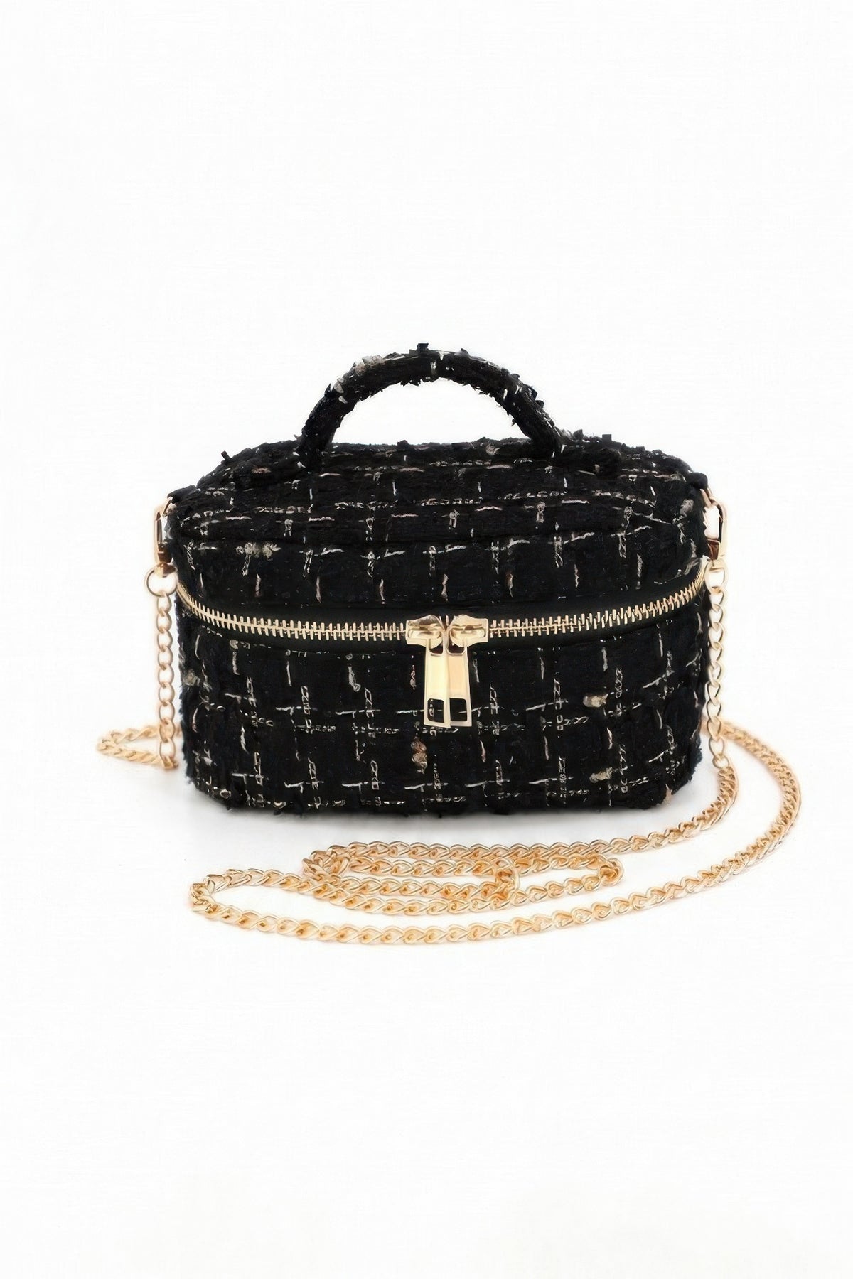 Tweed Vanity Chain Bag With Top Handle