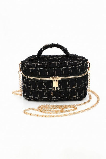 Tweed Vanity Chain Bag With Top Handle
