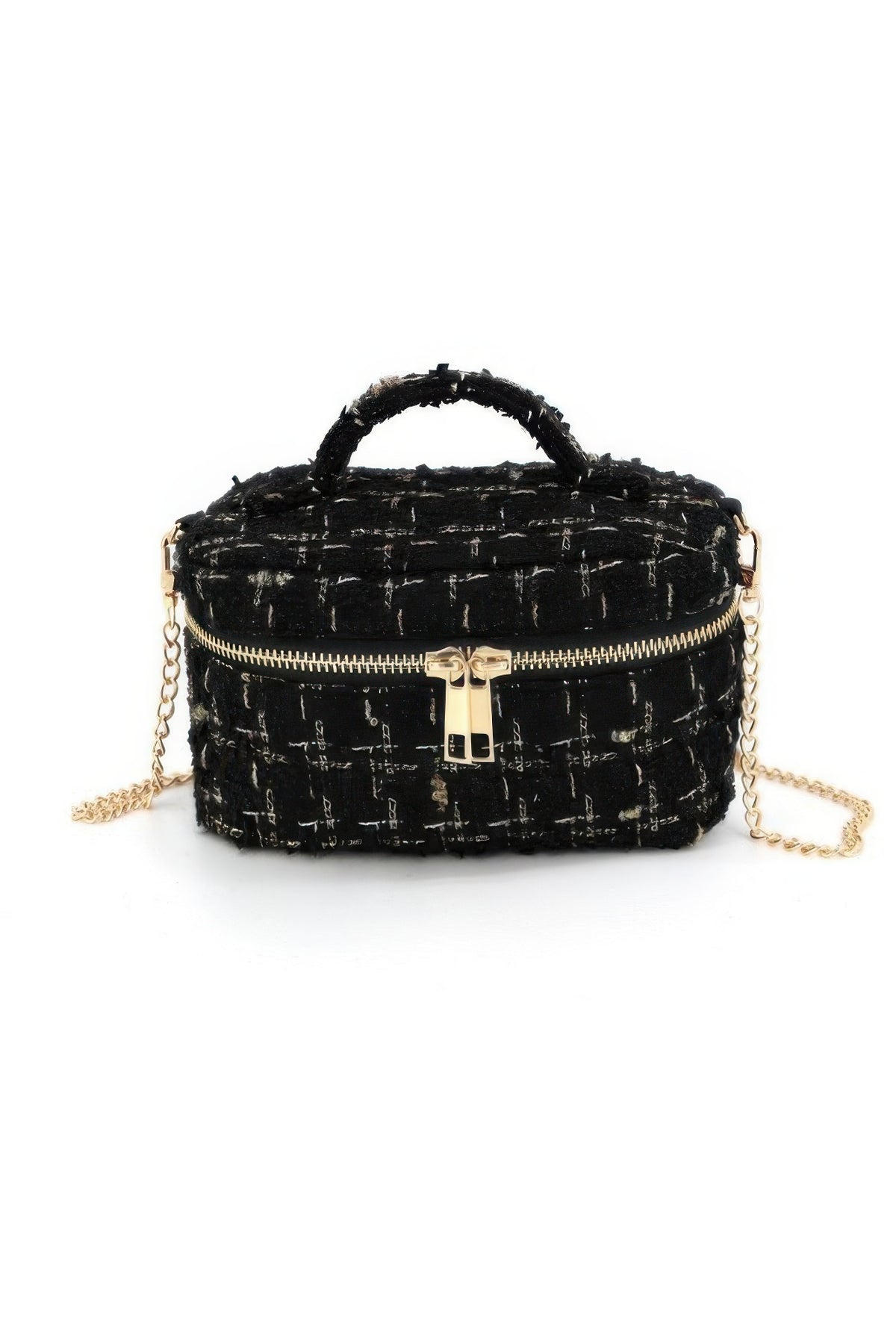 Tweed Vanity Chain Bag With Top Handle