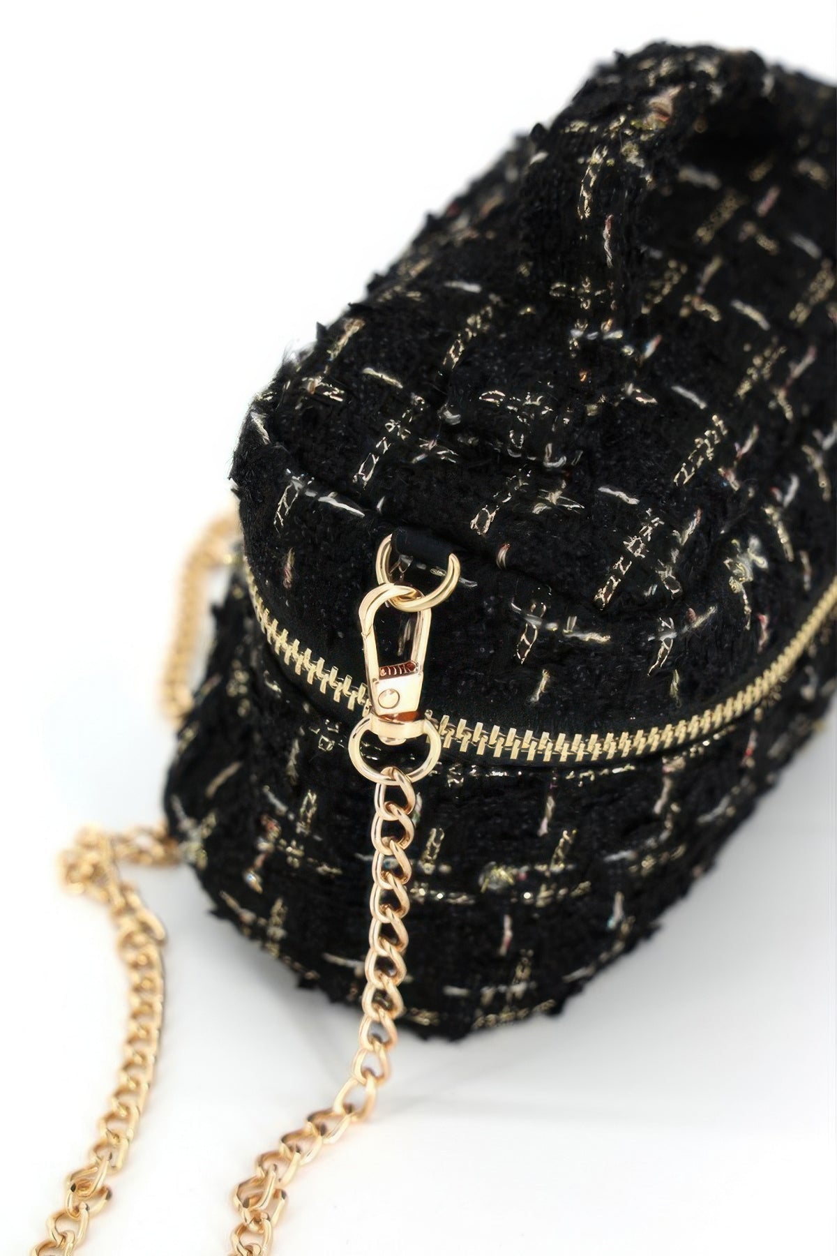 Tweed Vanity Chain Bag With Top Handle