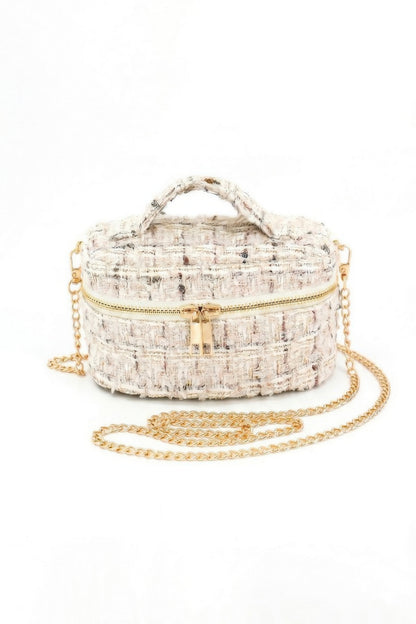 Tweed Vanity Chain Bag With Top Handle