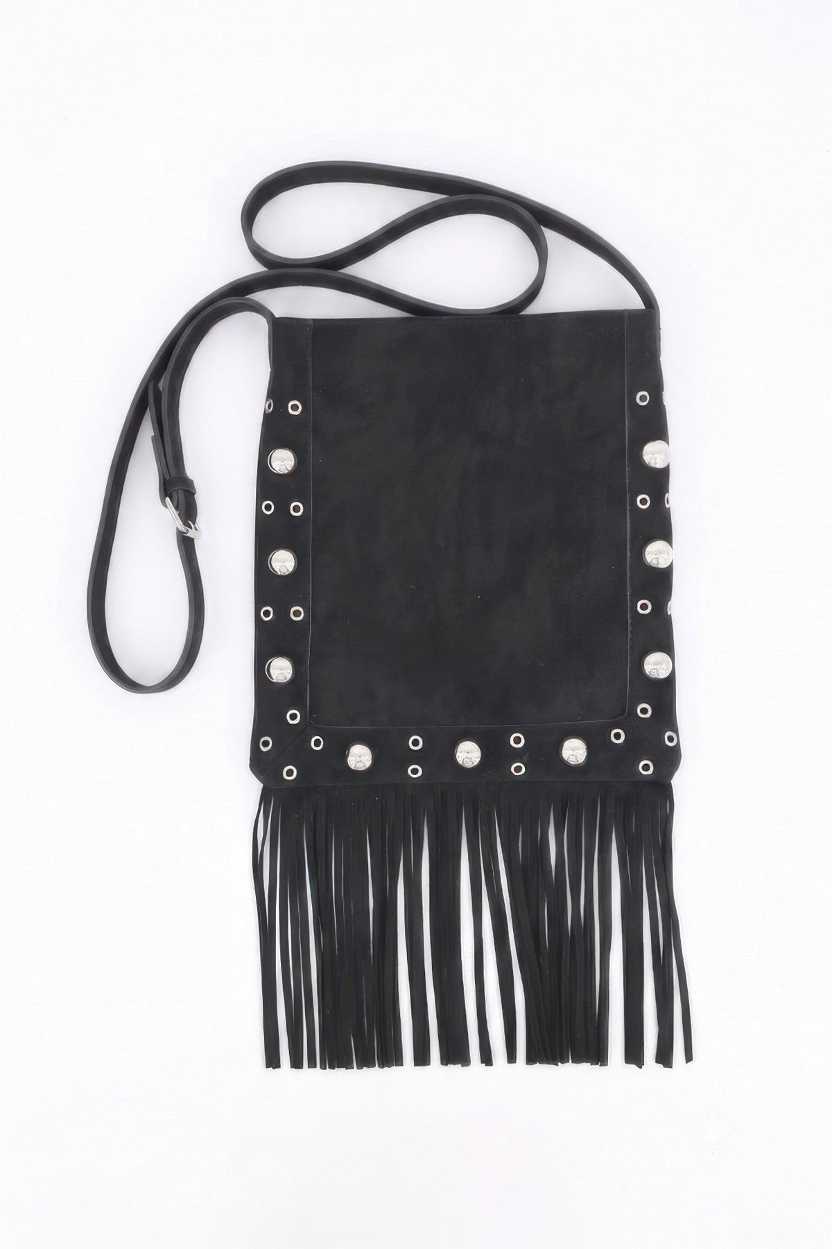 Vintage Brown Faux Suede Fringe Crossbody Bag