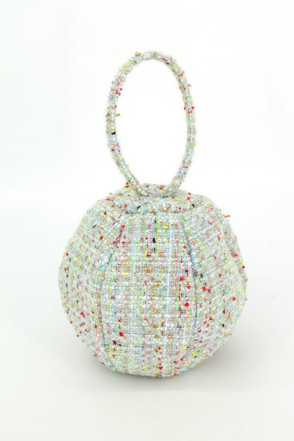 Tweed Round Ball Bag With Top Handle