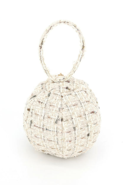 Tweed Round Ball Bag With Top Handle
