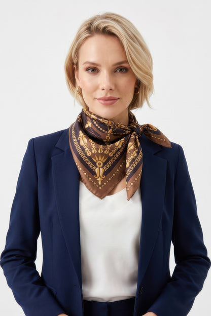 Classic Gold Chain Compass Print Bandana