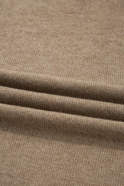 Solid Buttoned Bishop Long Sleeve Crew Neck Sweater