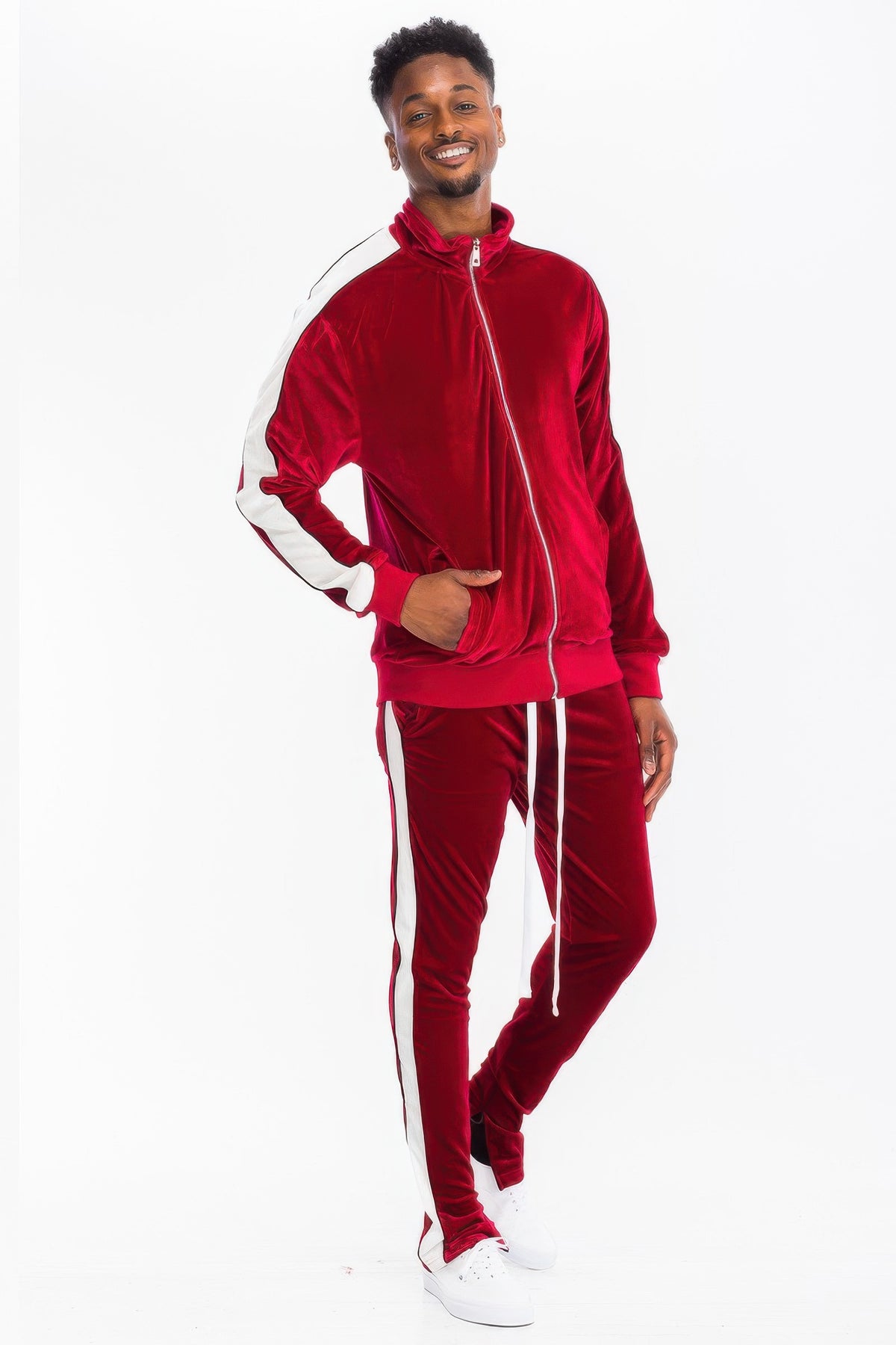 Mens Velour Track Jacket And Track Pant Set – alternate view