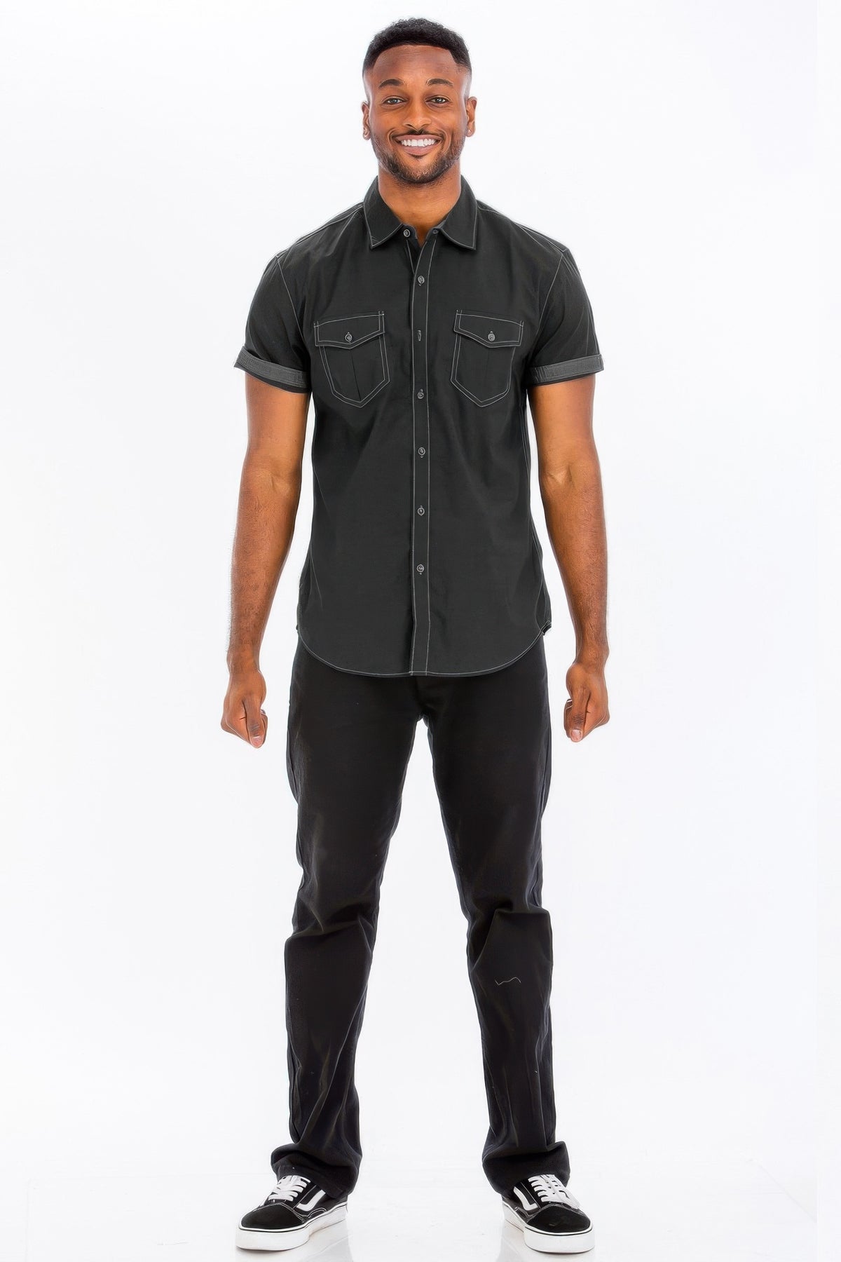 Outline Stitch Short Sleeve Shirt – Black – alternate view