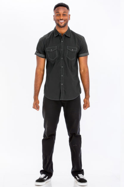 Outline Stitch Short Sleeve Shirt – Black – alternate view