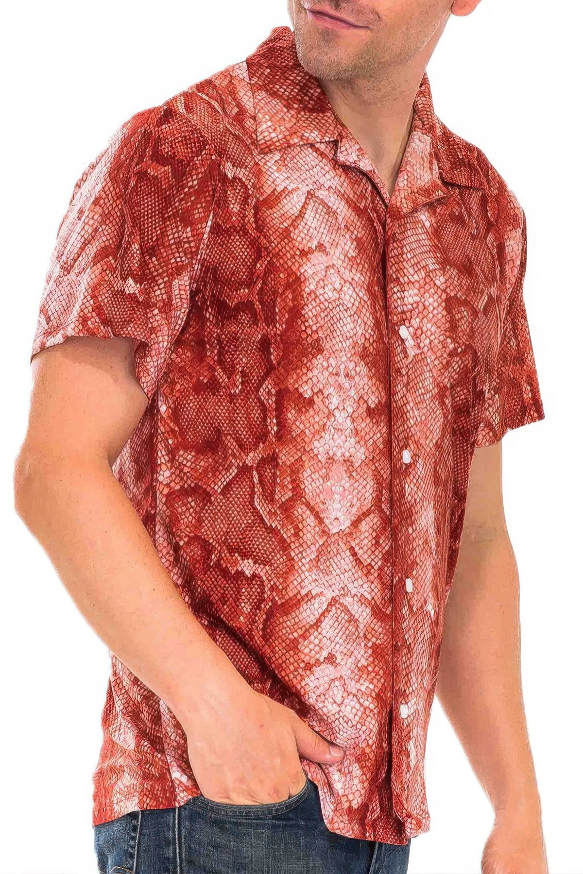 Red Snake Button Down Shirt – alternate view