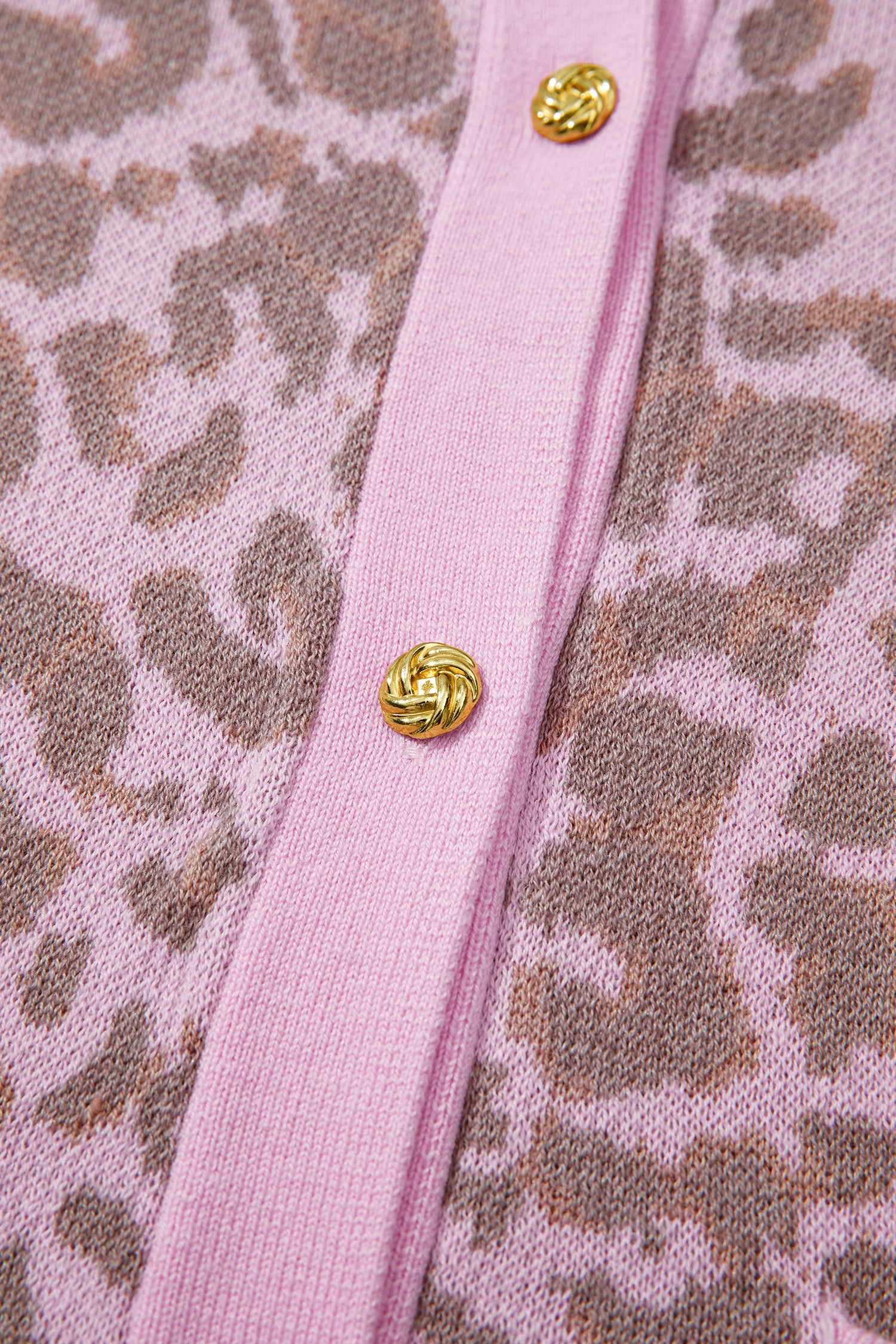 Pink Leopard Button Down Short Sleeve Sweater Cardigan
