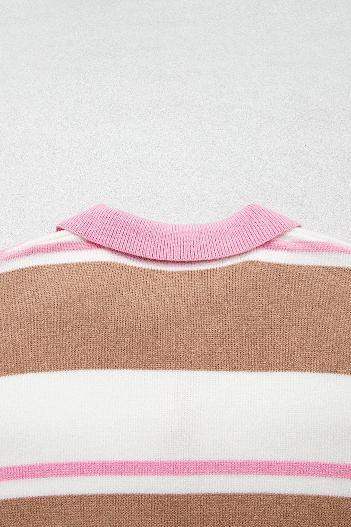 Pink Stripe Striped Colorblock V Neck Long Sleeve Tunic Sweater