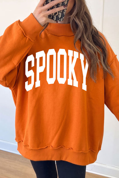 Carrot SPOOKY/ BOO Double Side Print Halloween Reversible Mock Neck Sweatshirt
