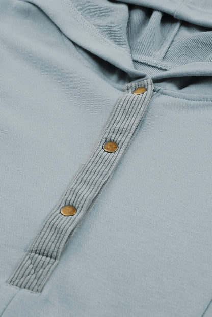 Sweat à capuche Henley surdimensionné avec poches latérales et patchwork de roses