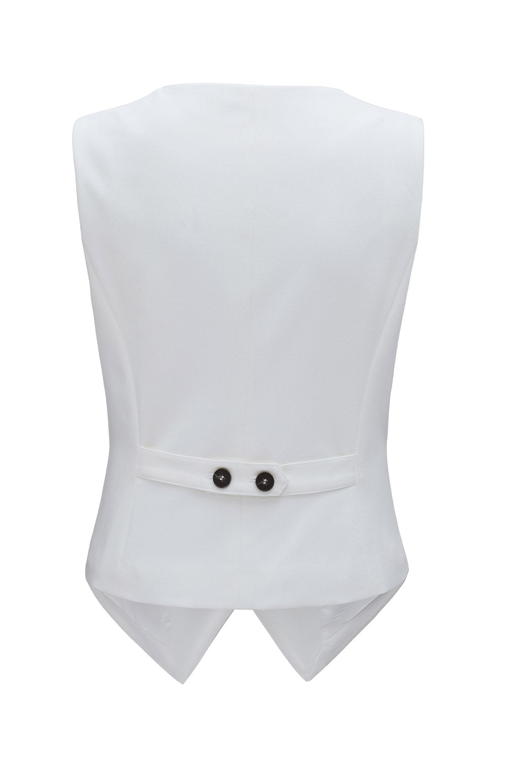 Gilet de costume blanc uni à col en V et boutons