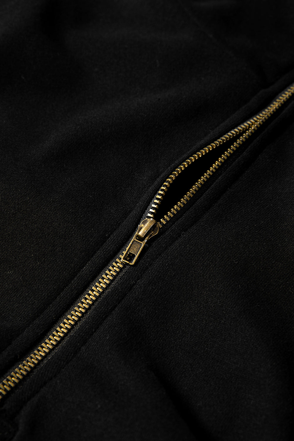 Black Fleece Lined Half Zipper Kangaroo Pockets Loose Hoodie