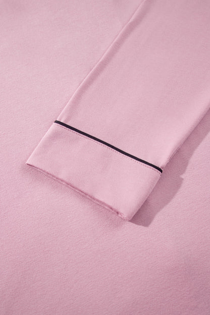 Delicacy Long Sleeve Colorblock Patchwork Two Piece Home Wear Lounge Set